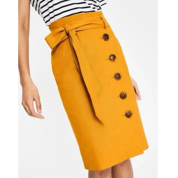 Boden Marigold Leonora Button Front Linen Pencil Skirt Tie Waist Linen Blend 12 - Picture 2 of 13